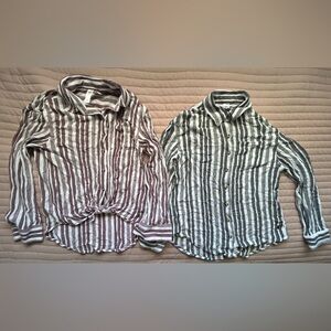 Justice Striped Button-Up Shirts Set black and burgundy size 10